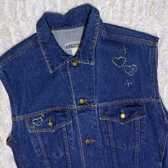 HUK•A•POO Men’s Hearts Embroidered Denim Vest - Picture 3 of 11